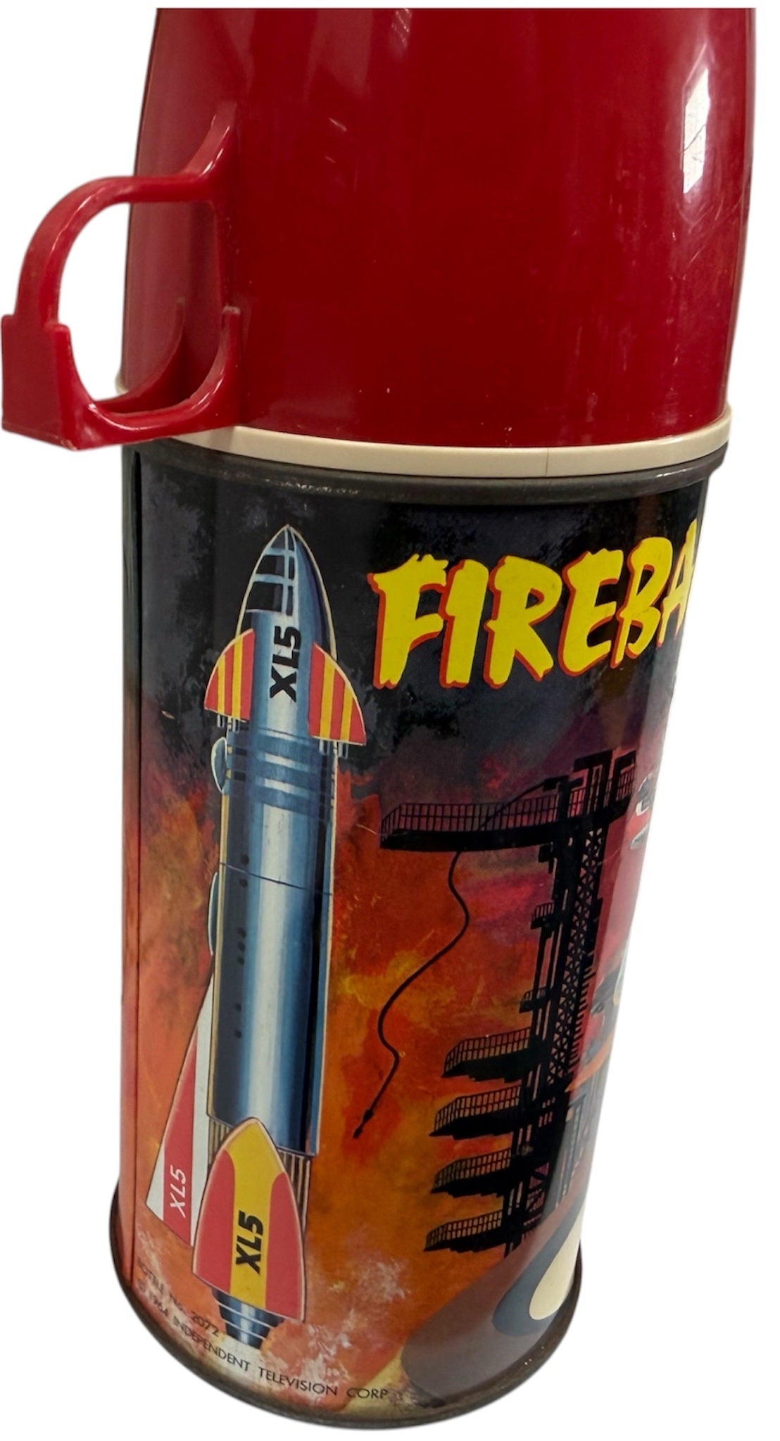 Vintage 1964 KST Gerry Andersons Fireball XL5 Tin Tote Lunch Box With Thermos Thermal Bottle Flask - Very Good Condition Ultra Rare Item