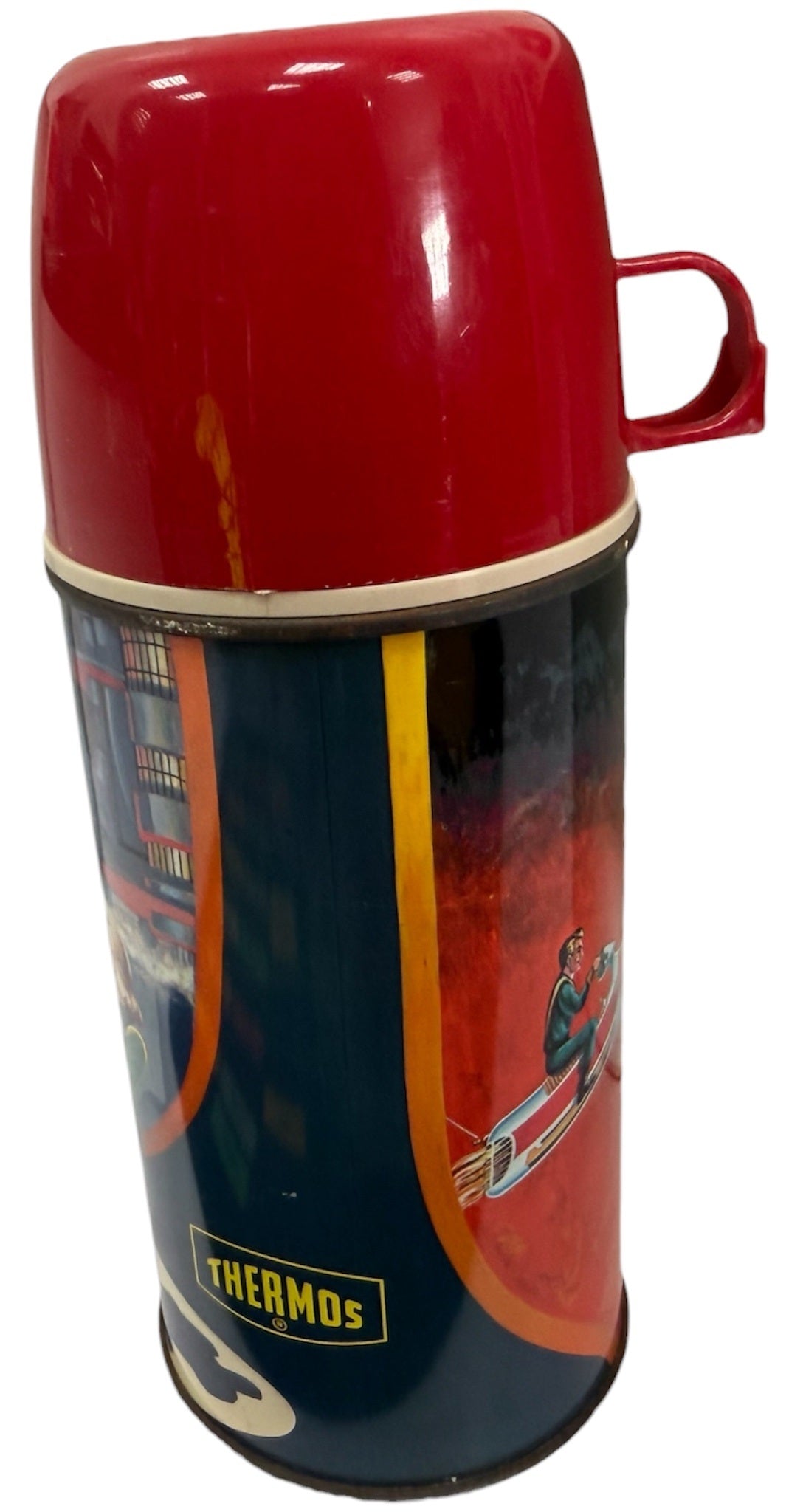 Vintage 1964 KST Gerry Andersons Fireball XL5 Tin Tote Lunch Box With Thermos Thermal Bottle Flask - Very Good Condition Ultra Rare Item