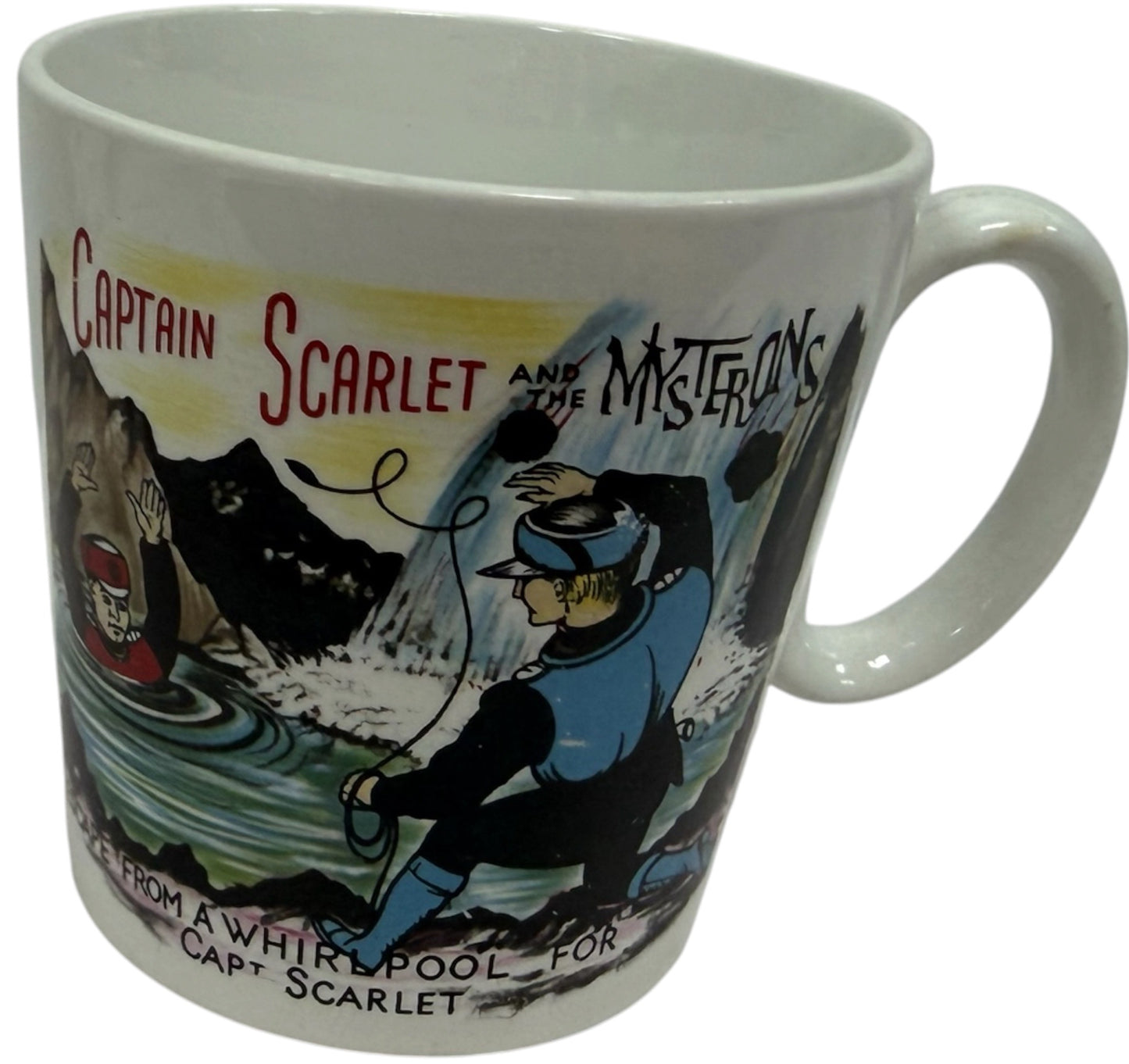 Vintage Gerry Andersons 1967 Washington Pottery Cup Captain Scarlet &amp; The Mysterons Mini Mug - Ex Shop Stock