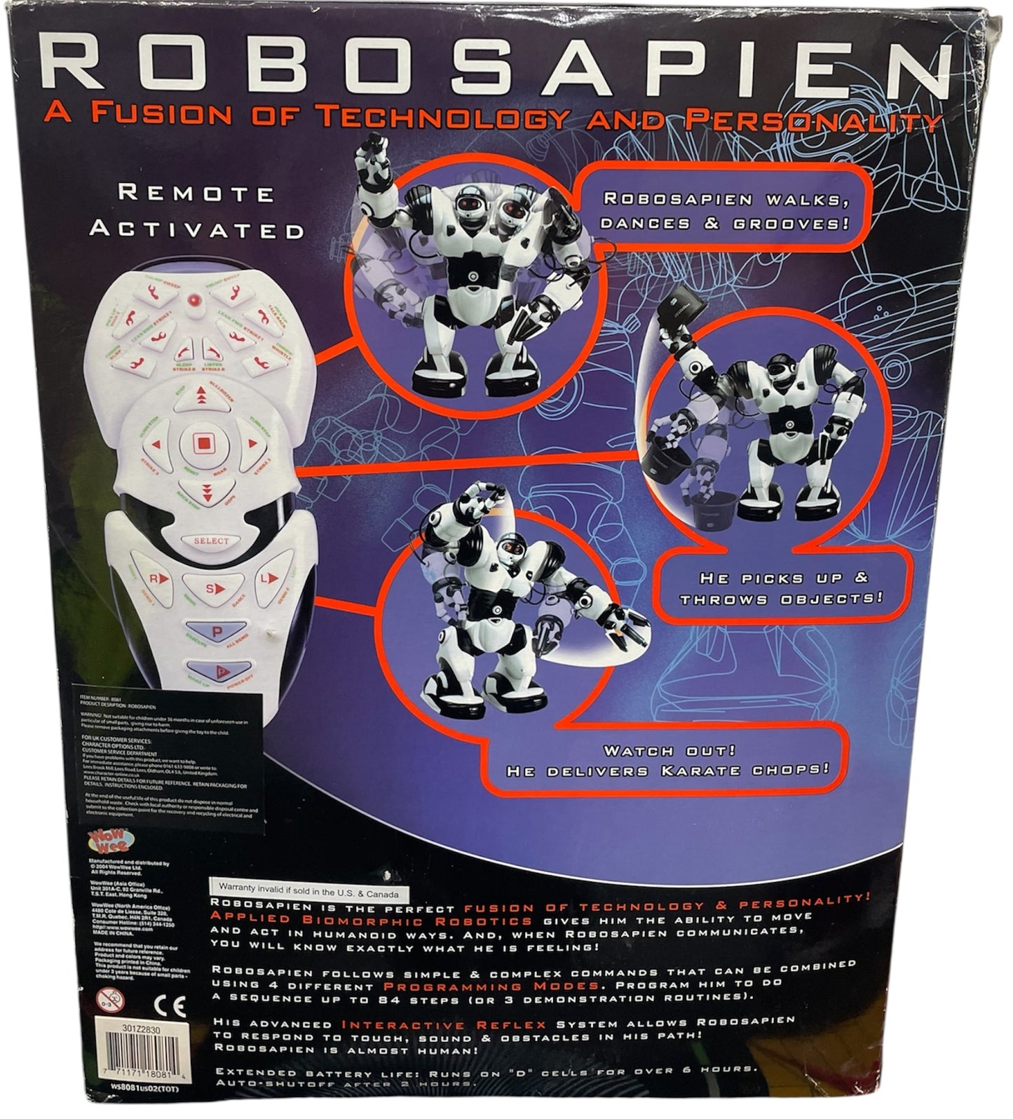 Vintage 2004 Wow Wee - Robosapien 14 Inch Remote Control Interactive Dynamic Robot&nbsp; - Brand New Factory Sealed Shop Stock Room Find