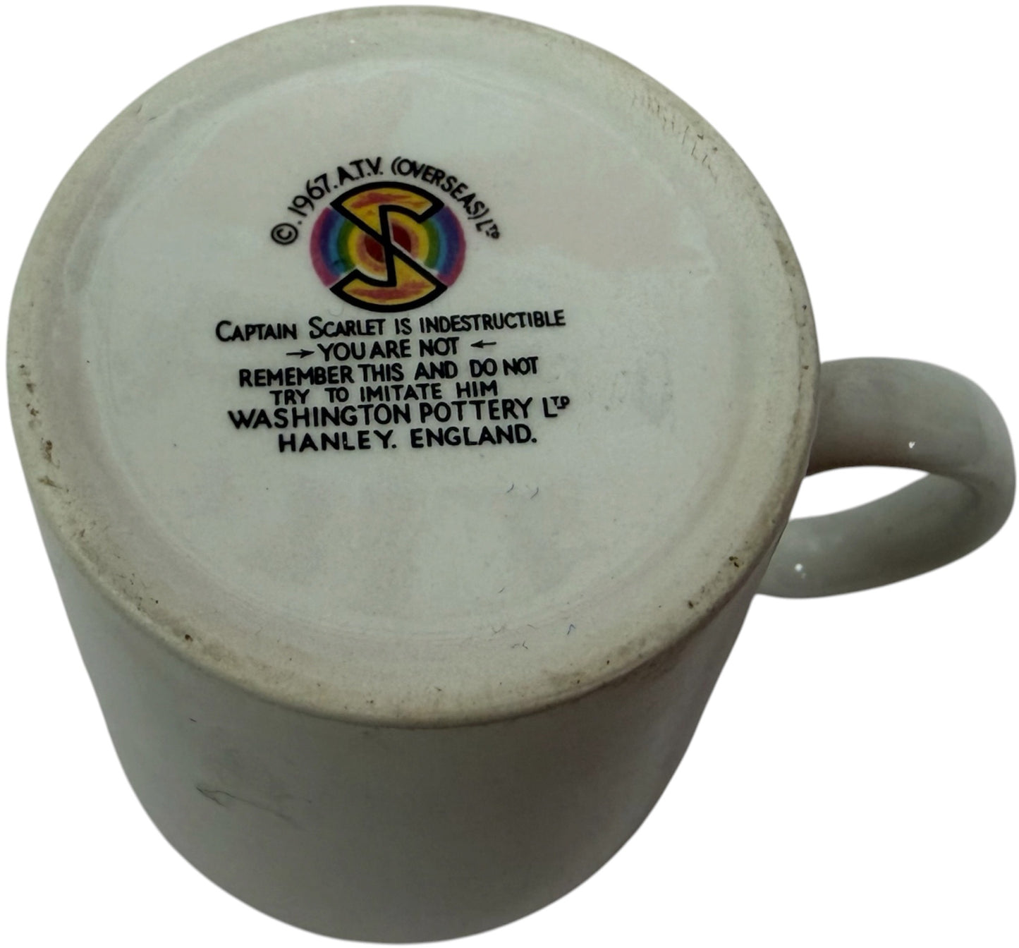 Vintage Gerry Andersons 1967 Washington Pottery Cup Captain Scarlet &amp; The Mysterons Mini Mug - Ex Shop Stock