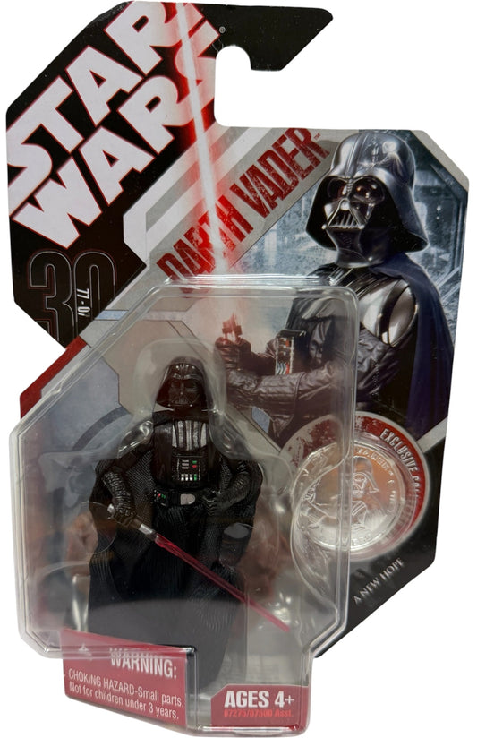 Vintage 2007 Star Wars 30th Anniversary Saga Legends Darth Vader Action Figure No. 16 With Exclusive Collector Coin - Brand New Factory Sealed Shop Stock Room Find