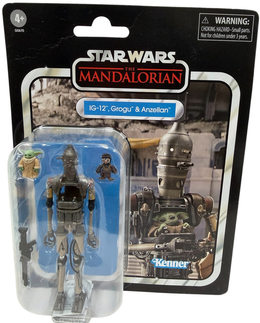 Star Wars 2025 The Vintage Collection - The Mandalorian - IG-12 Action Figure With Grogu &amp; Anzellan Mini Figures - Brand New Factory Sealed