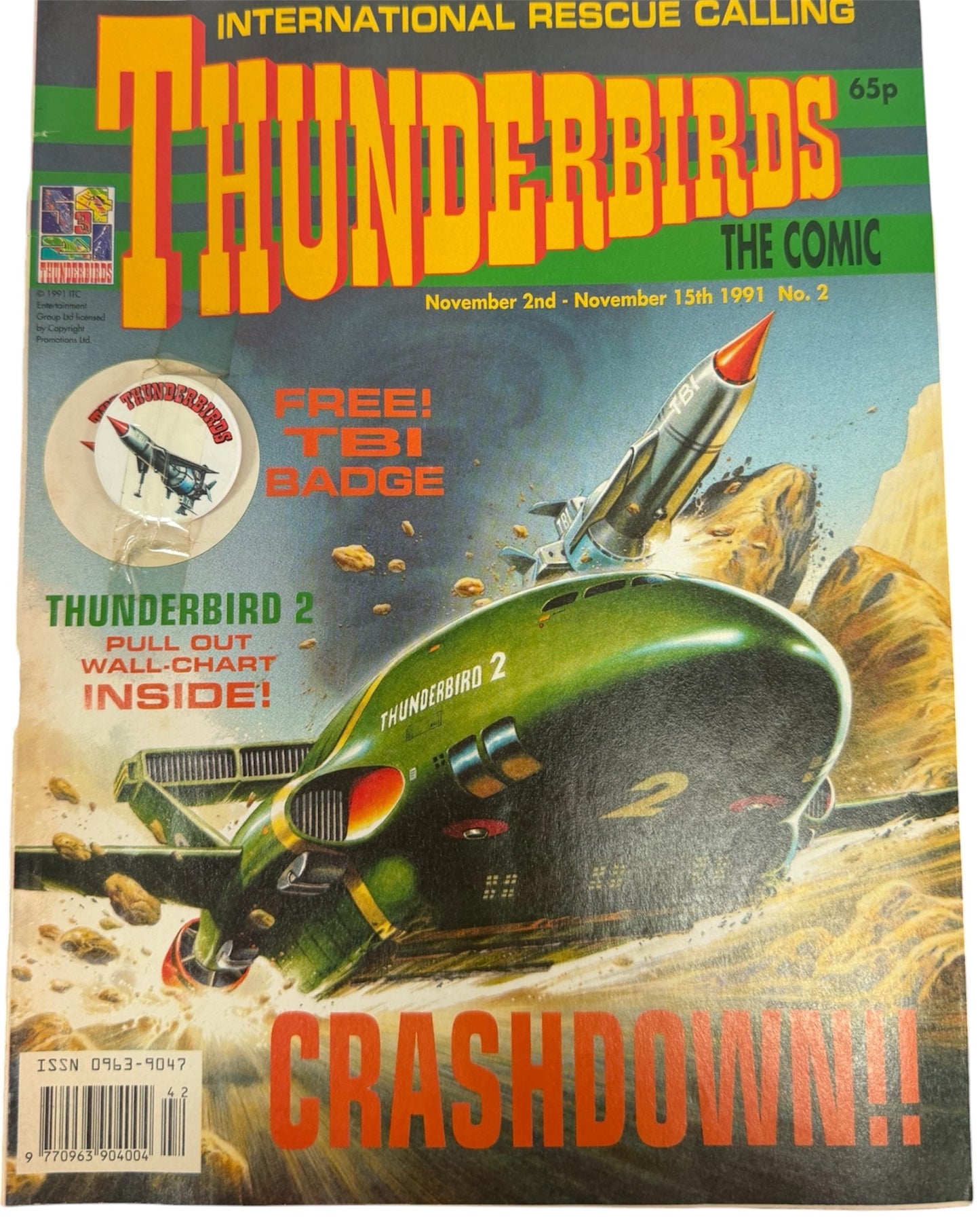 Vintage Gerry Andersons Thunderbirds Comic Magazine Issue No.2 November 15th 1991 With Free Gift -Ex Shop Stock (Grade 8.5)