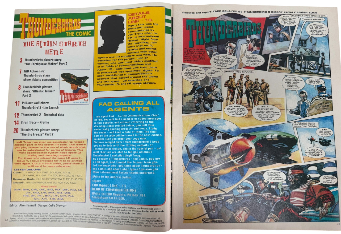 Vintage Gerry Andersons Thunderbirds Comic Magazine Issue No.2 November 15th 1991 With Free Gift -Ex Shop Stock (Grade 8.5)