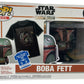 Funko 2022 Pop Tees - Star Wars The Mandalorian - Boba Fett Vinyl Bobble Head Figure No. 462 - Plus A Boba Fett XL Tee Shirt - Brand New Factory Sealed