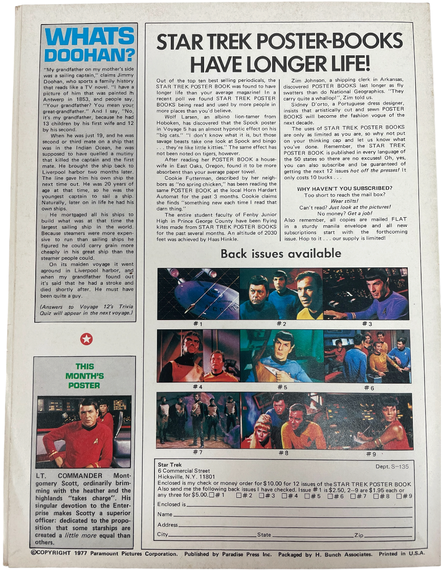 Vintage 1977 Star Trek The Original Series Giant Poster Book Voyage Thirteen Stardate 7709.01