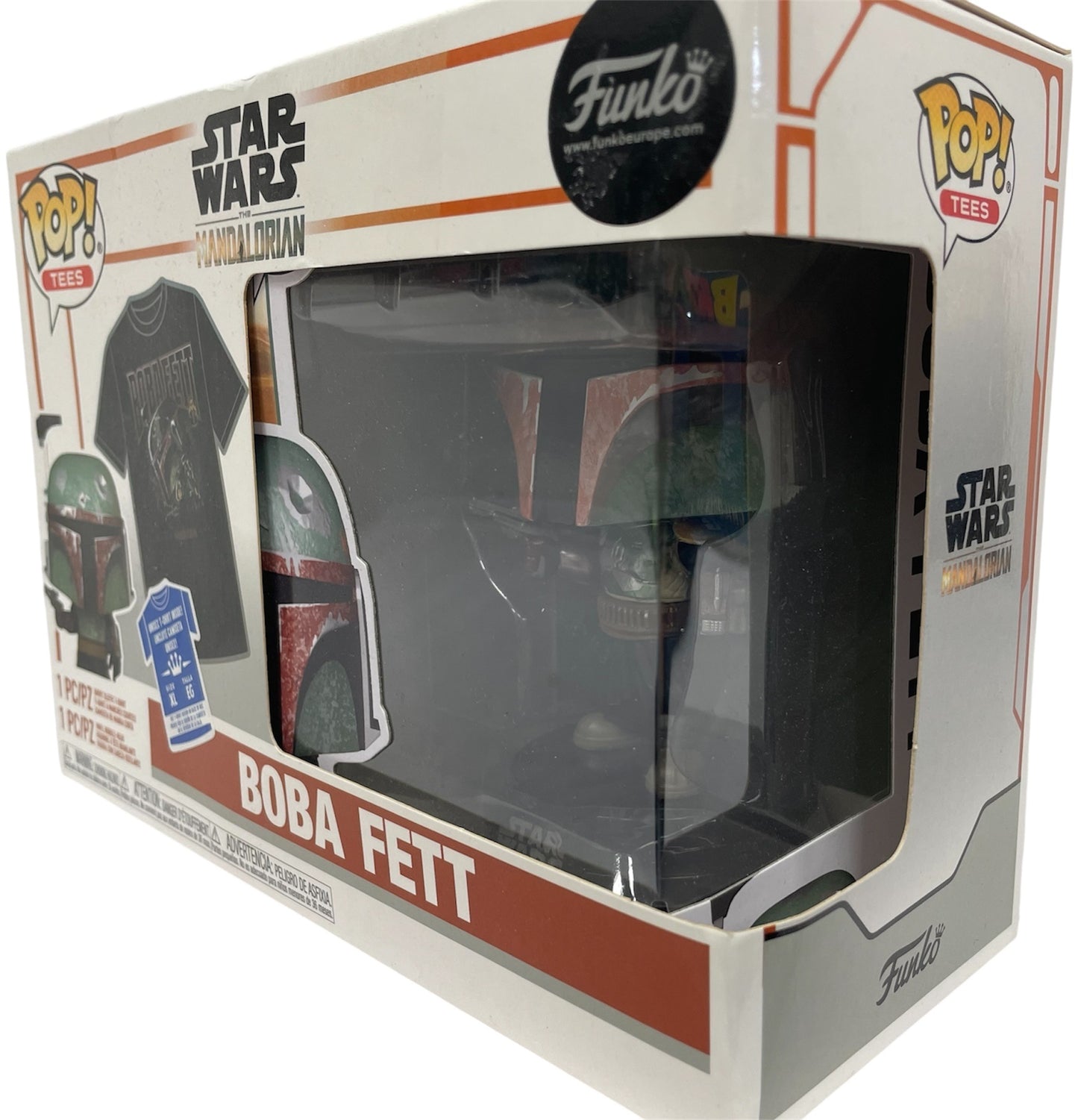 Funko 2022 Pop Tees - Star Wars The Mandalorian - Boba Fett Vinyl Bobble Head Figure No. 462 - Plus A Boba Fett XL Tee Shirt - Brand New Factory Sealed