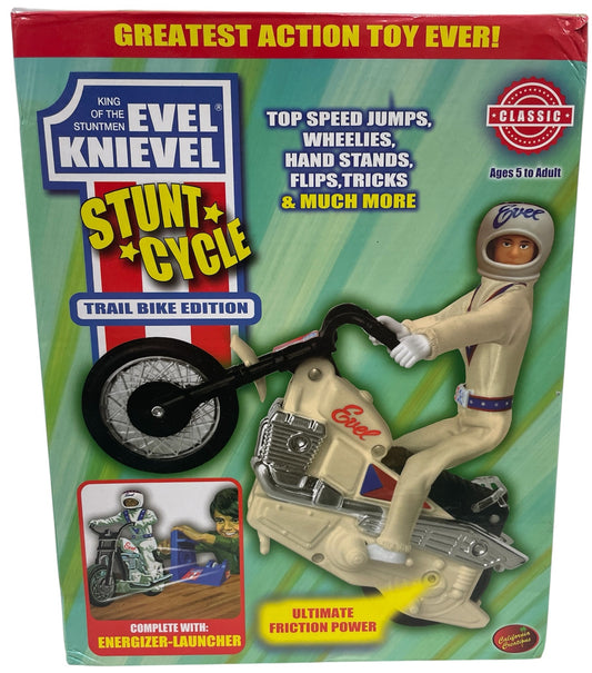 Classic Retro Evel Knievel King Of The Stuntmen Stunt Cycle Trail Bike Edition - Complete With Evel Knievel Figure And Gyro Energizer - New In Box - Unsold Shop Stock