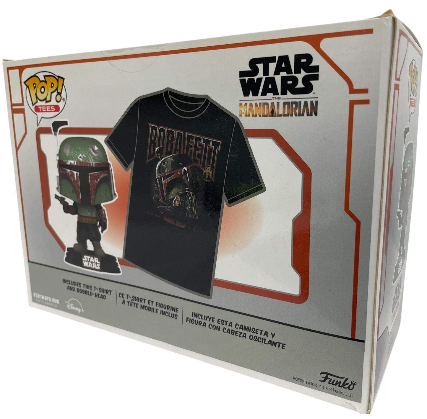 Funko 2022 Pop Tees - Star Wars The Mandalorian - Boba Fett Vinyl Bobble Head Figure No. 462 - Plus A Boba Fett XL Tee Shirt - Brand New Factory Sealed
