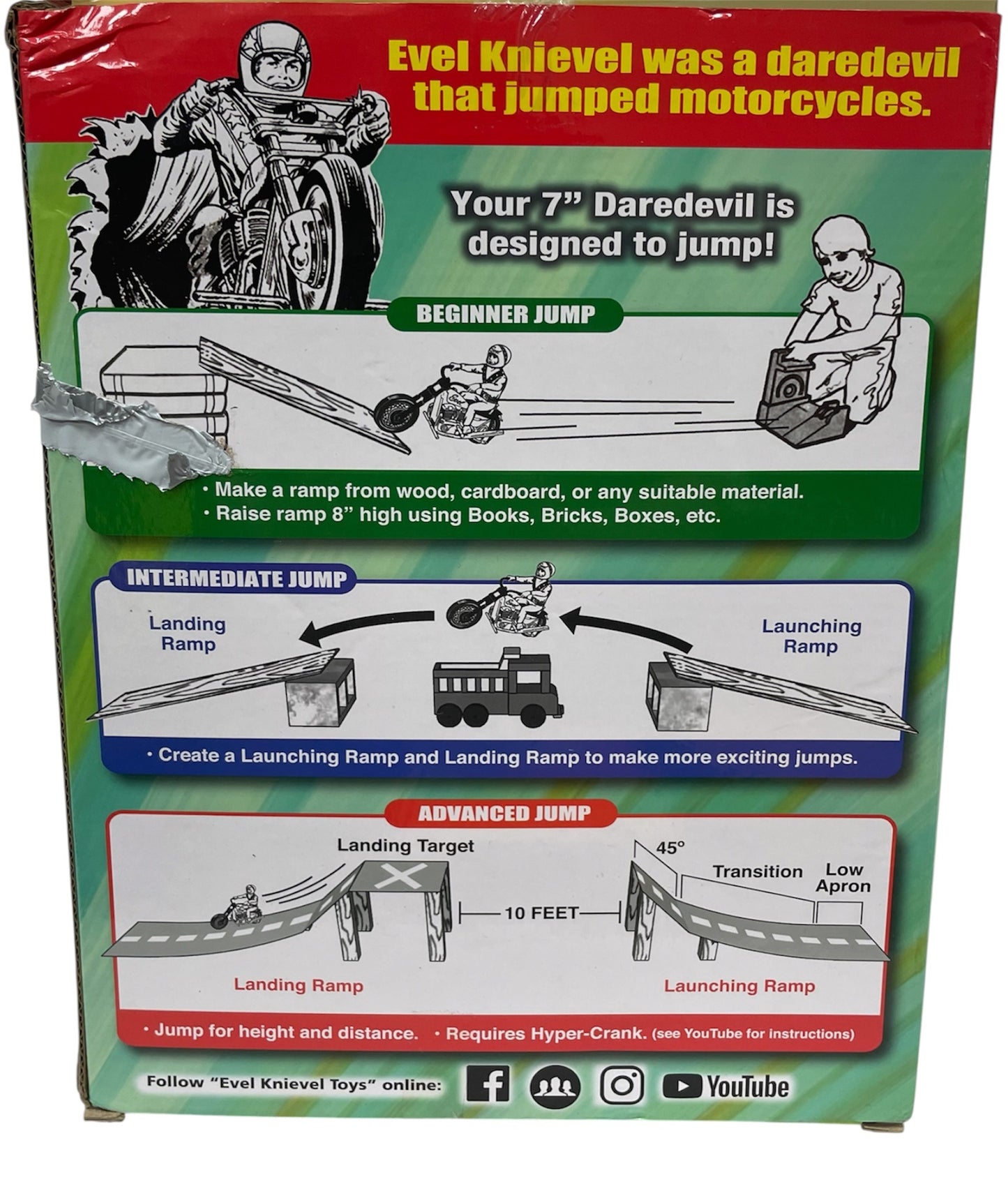 Classic Retro Evel Knievel King Of The Stuntmen Stunt Cycle Trail Bike Edition - Complete With Evel Knievel Figure And Gyro Energizer - New In Box - Unsold Shop Stock