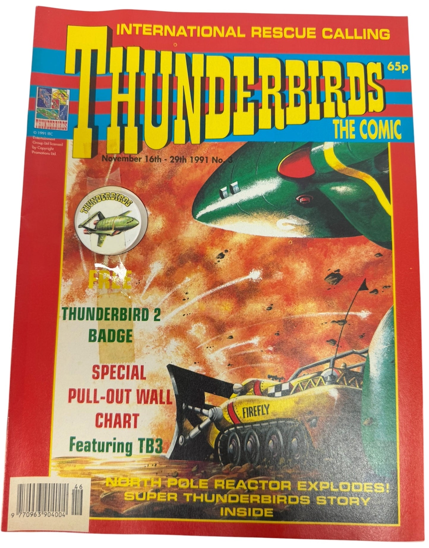 Vintage Gerry Andersons Thunderbirds Comic Magazine Issue No.3 November 29th 1991 With Free Gift - Ex Shop Stock (Grade 8.5).
