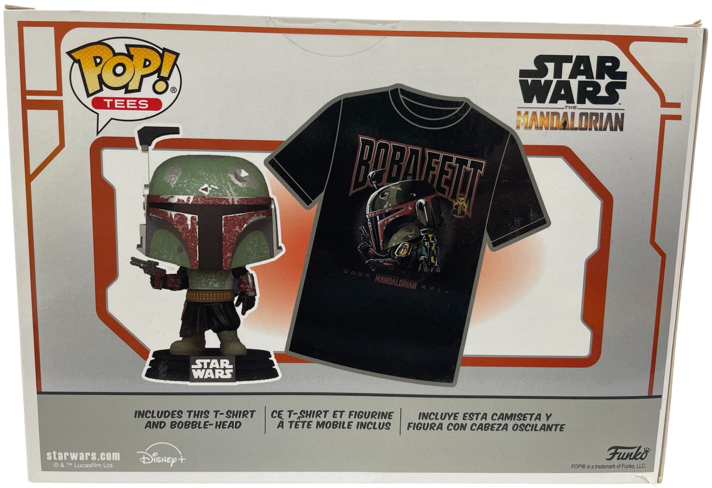 Funko 2022 Pop Tees - Star Wars The Mandalorian - Boba Fett Vinyl Bobble Head Figure No. 462 - Plus A Boba Fett XL Tee Shirt - Brand New Factory Sealed