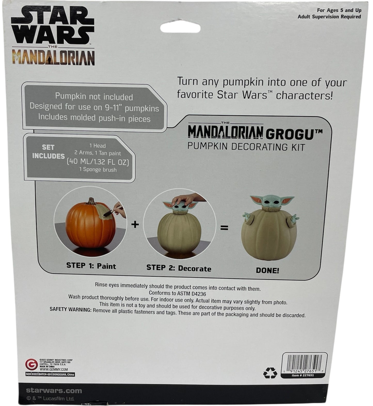 2022 Star Wars -The Mandalorian - Grogu Pumpkin Decorating Kit - Brand New Factory Sealed Ex Shop Stock