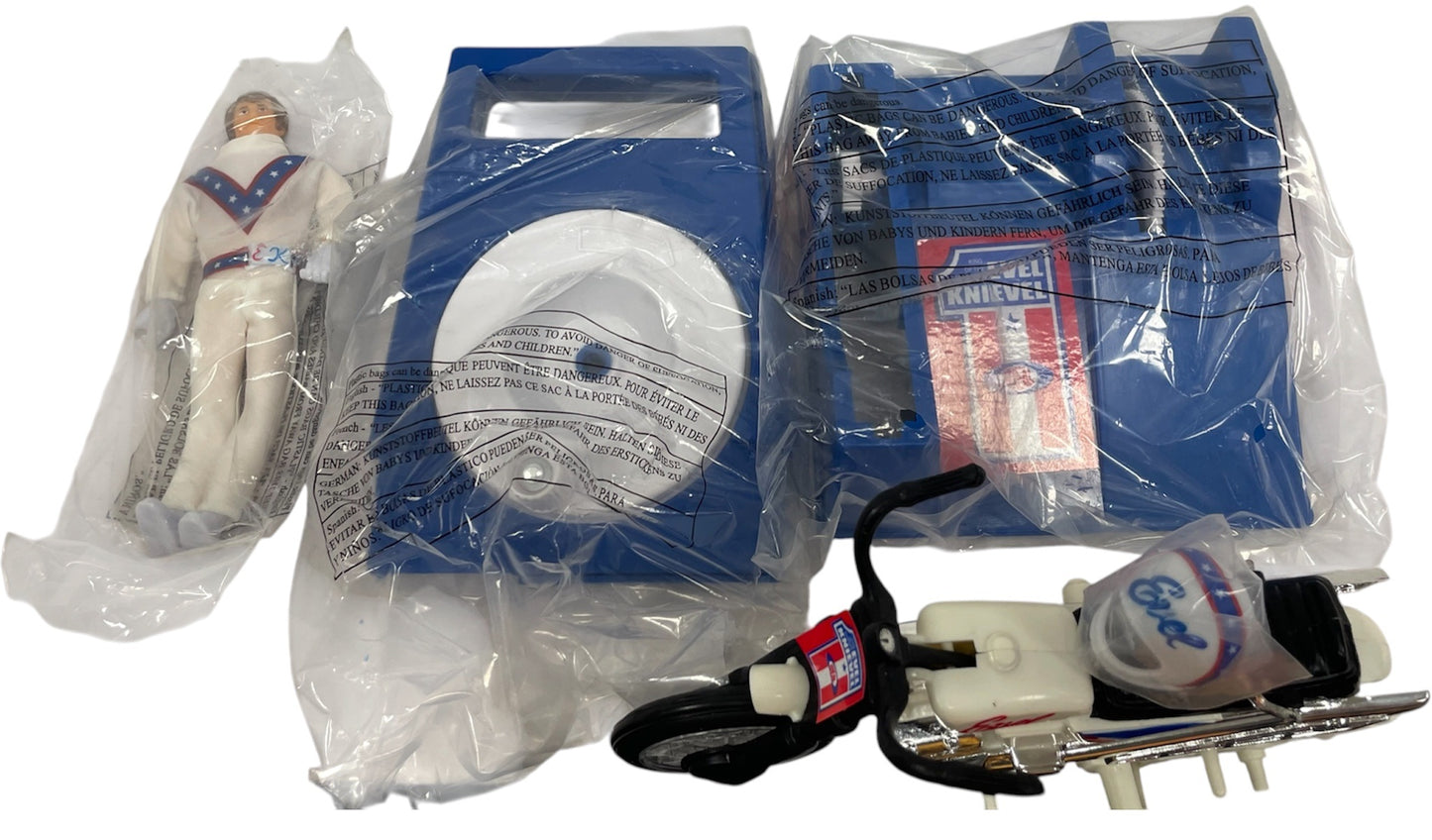 Classic Retro Evel Knievel King Of The Stuntmen Stunt Cycle Trail Bike Edition - Complete With Evel Knievel Figure And Gyro Energizer - New In Box - Unsold Shop Stock