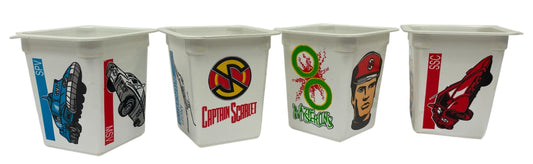 Vintage 1993 Gerry Andersons Captain Scarlet And The Mysterons Set Of 4 Empty Yoghurt Pots