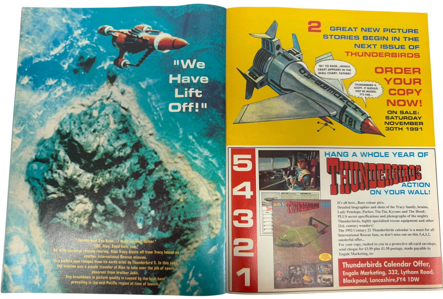 Vintage Gerry Andersons Thunderbirds Comic Magazine Issue No.3 November 29th 1991 With Free Gift - Ex Shop Stock (Grade 8.5).