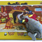 Vintage 1950's Mechanical Tin Toy - Lucky Mouse With Snow White And The Seven Dwarfs Background - Complete And Fully Working In The Original Box