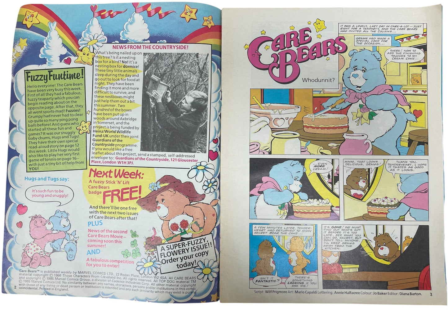 Vintage Marvel UK - 26th July 1986 - Care Bears Comic Issue No. 42 Featuring Hugs And Tugs - Heave! Ho! - Ultra Rare Copy In Fantastic Condition - Ex Shop Stock (6.0 Grade).