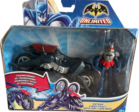 Vintage Mattel 2014 Batman Unlimited - Batman Action Figure With Transforming Wolf Cycle - Brand New Factory Sealed Shop Stock Room Find