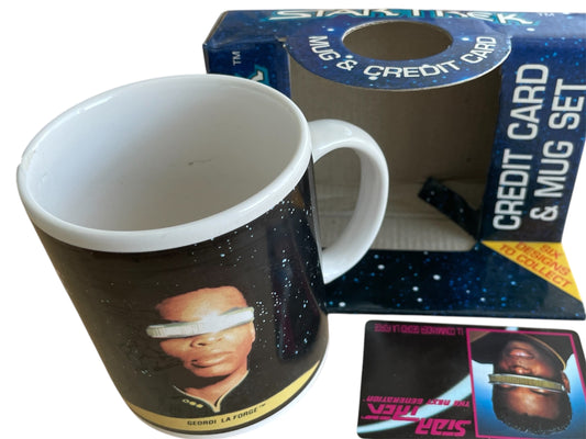 Vintage 1996 Star Trek The Next Generation Geordi La Forge Collectable Credit Card And Ceramic Mug Set - In The Original Box - Former Shop Stock