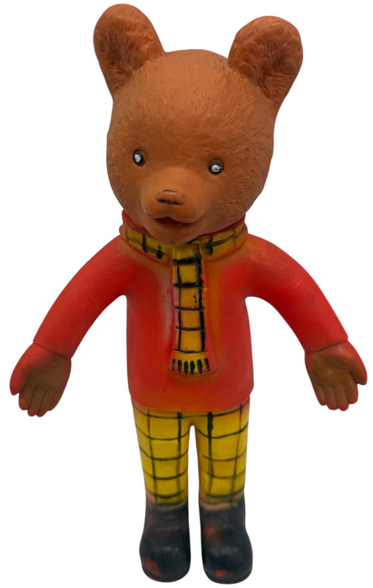 VIntage 1960's / 70's Rupert The Bear 11" Plastic Squeaky TV Toy. - Good Condition And Still Works
