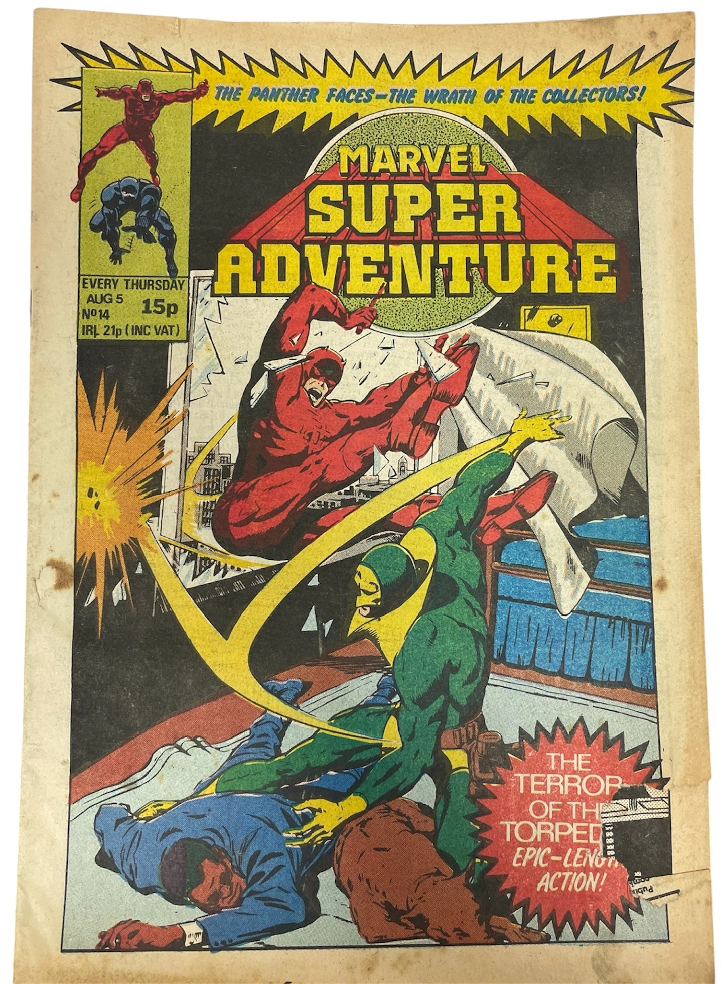 Vintage 1981 Marvel Super Adventure Comic Number 14 -The Panther Faces The Wrath Of The Collectors - 5th Aug 1981 - Former Shop Stock - (2.5 Grade)