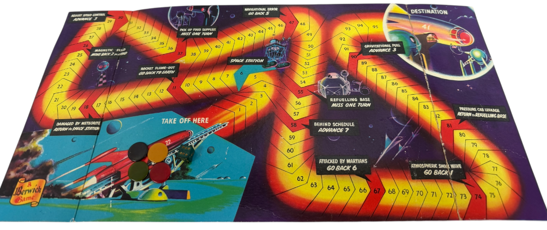 Vintage 1950's A Berwick Game - Space Race Board Game - Complete In The Original Box.
