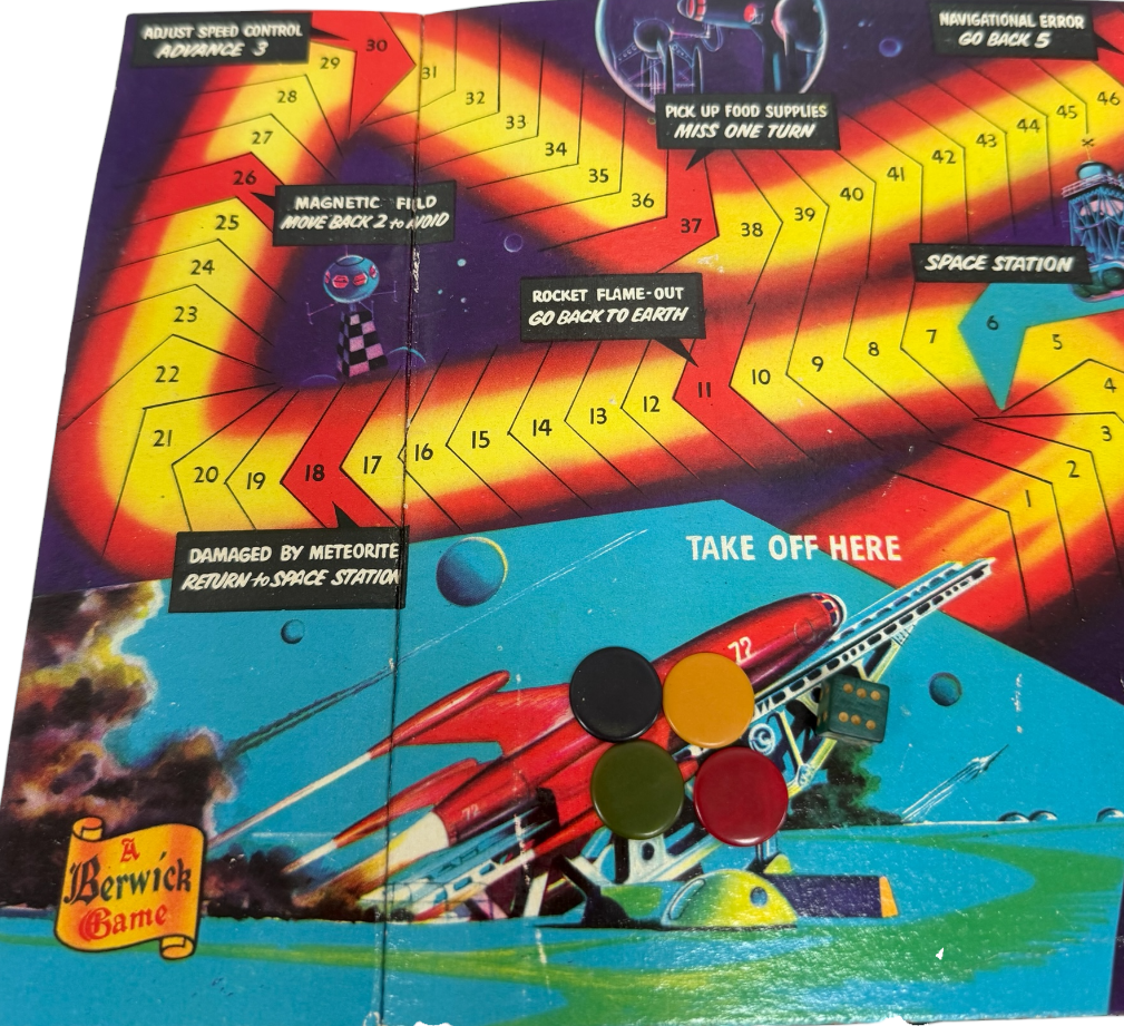 Vintage 1950's A Berwick Game - Space Race Board Game - Complete In The Original Box.