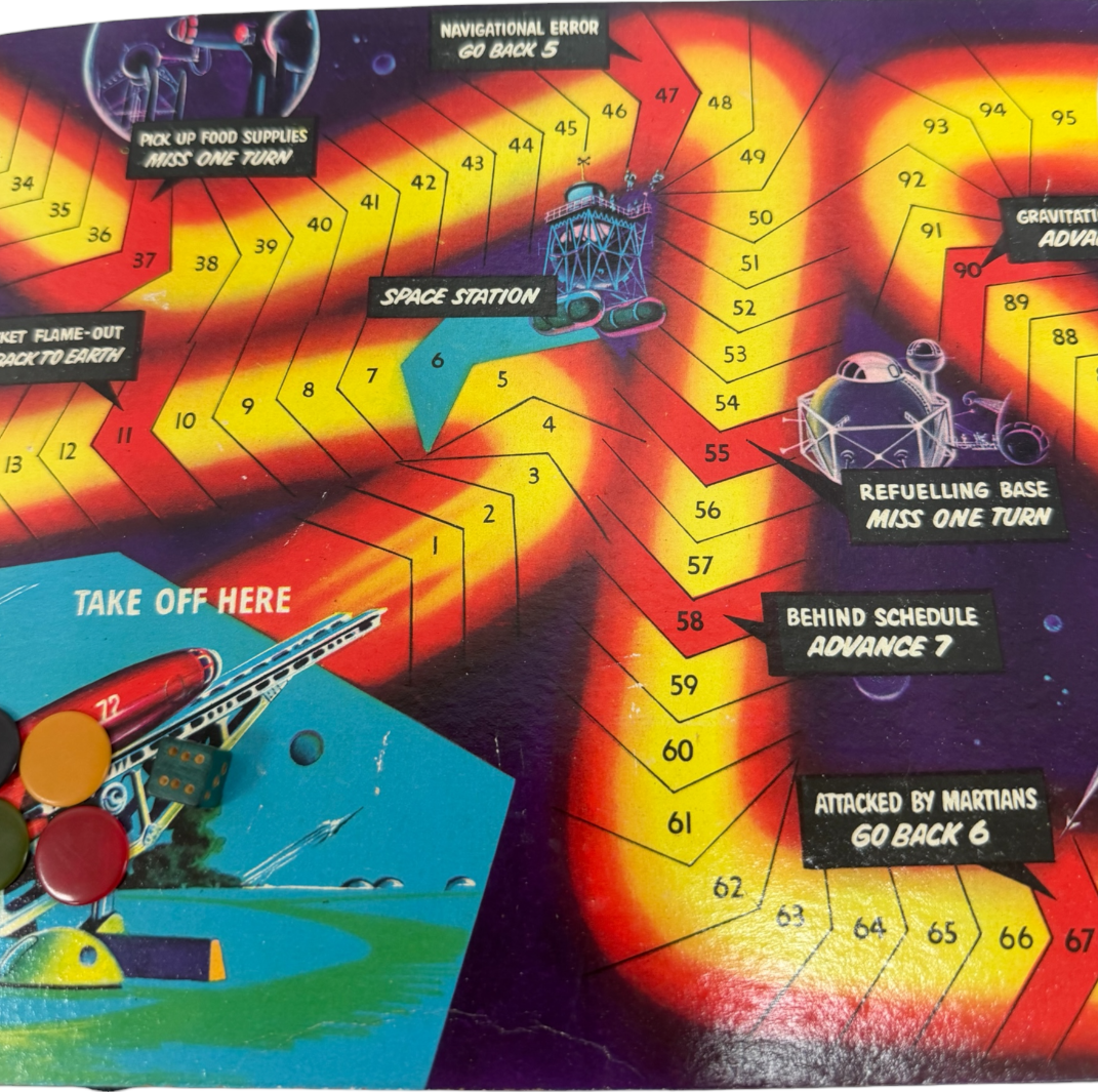 Vintage 1950's A Berwick Game - Space Race Board Game - Complete In The Original Box.