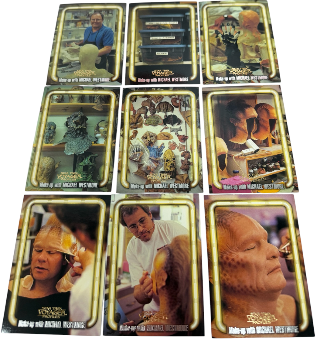 Vintage Skybox 1998 Star Trek Voyager Profiles - Make Up With Michael Westmore - 9 Card Insert Chase Set - Mint Condition - Ex Shop Stock