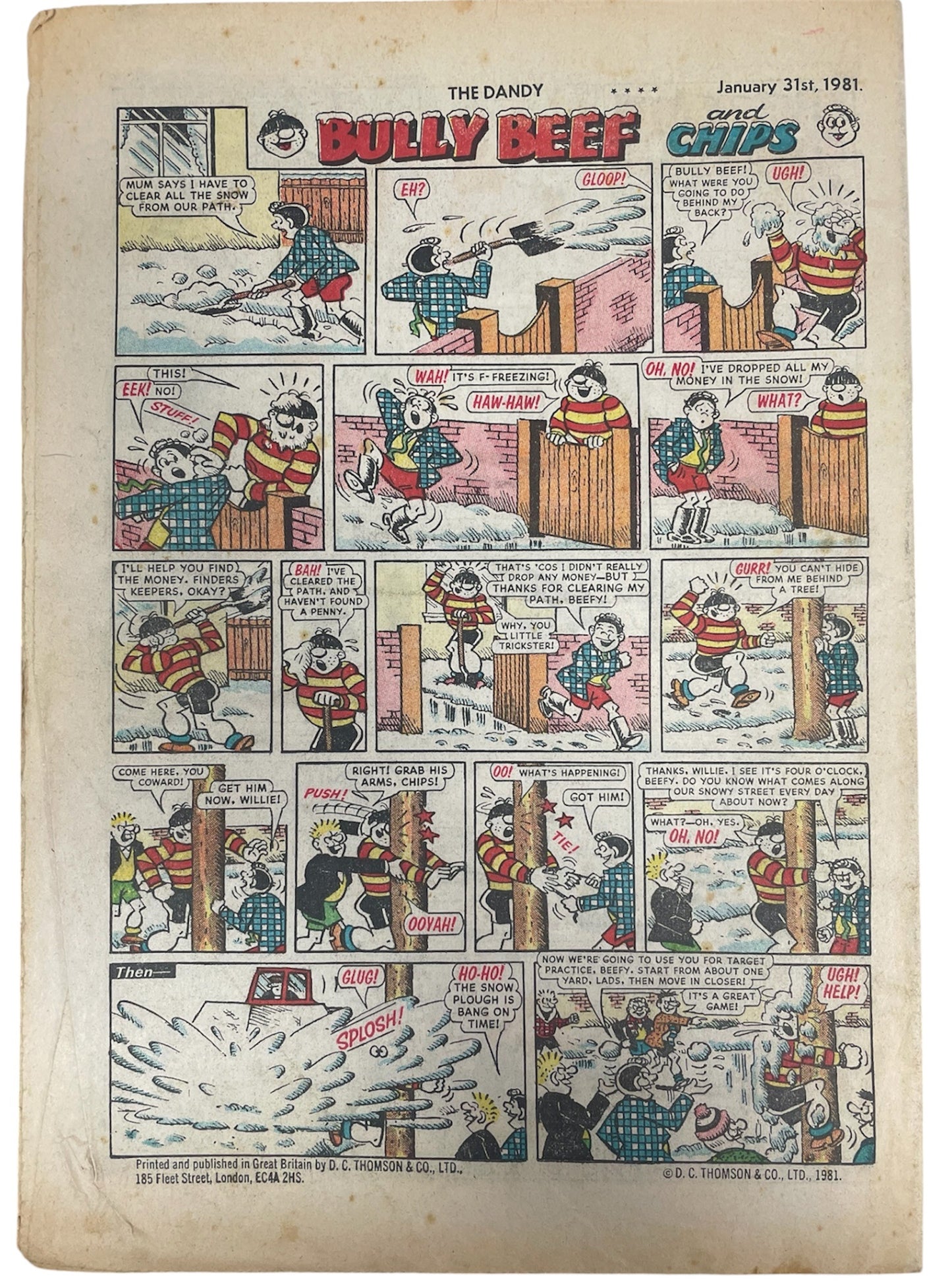 Vintage 1981 The Dandy Weekly Boys And Girls Comic Issue No. 2045 January 31st 1981 By D C Thompson &amp; Co (3.5 Grade)