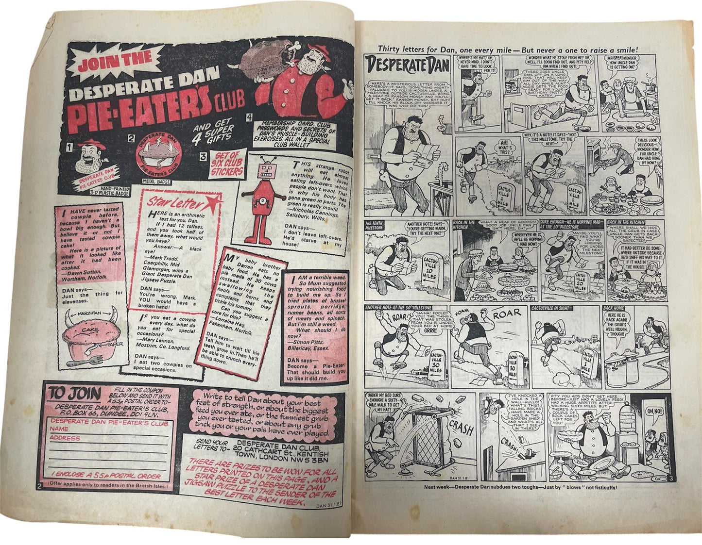 Vintage 1981 The Dandy Weekly Boys And Girls Comic Issue No. 2045 January 31st 1981 By D C Thompson &amp; Co (3.5 Grade)