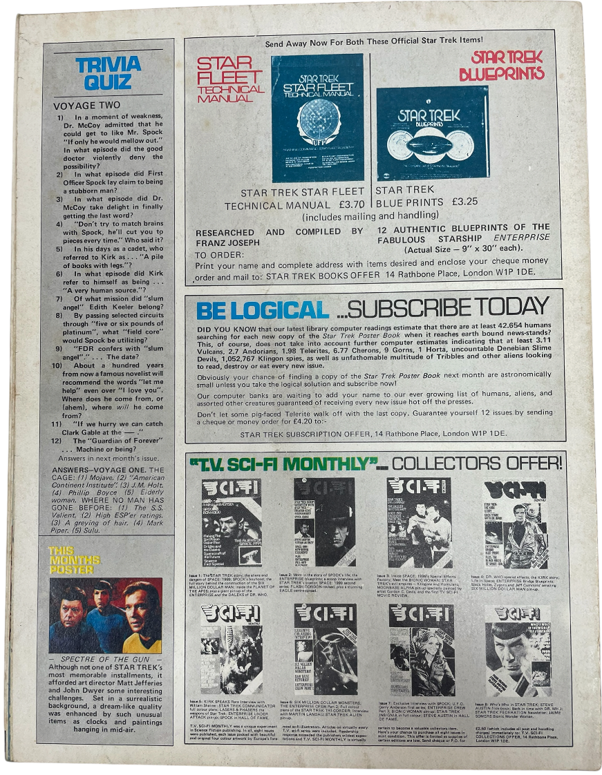 Vintage 1976 Star Trek The Original Series Giant Poster Book Voyage Two Stardate 7610.01 - UK Release March 1977