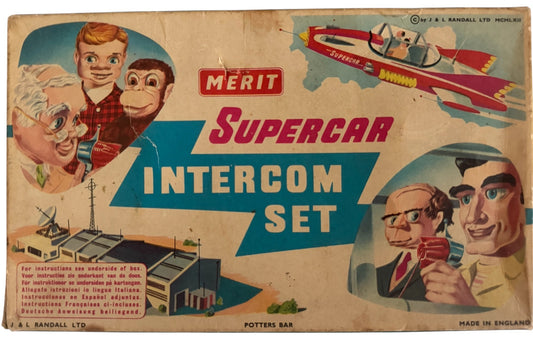 Vintage 1962 Merit Gerry Andersons Supercar Ultra Rare Intercom Set - Fantastic Condition Unused - In The Original Box
