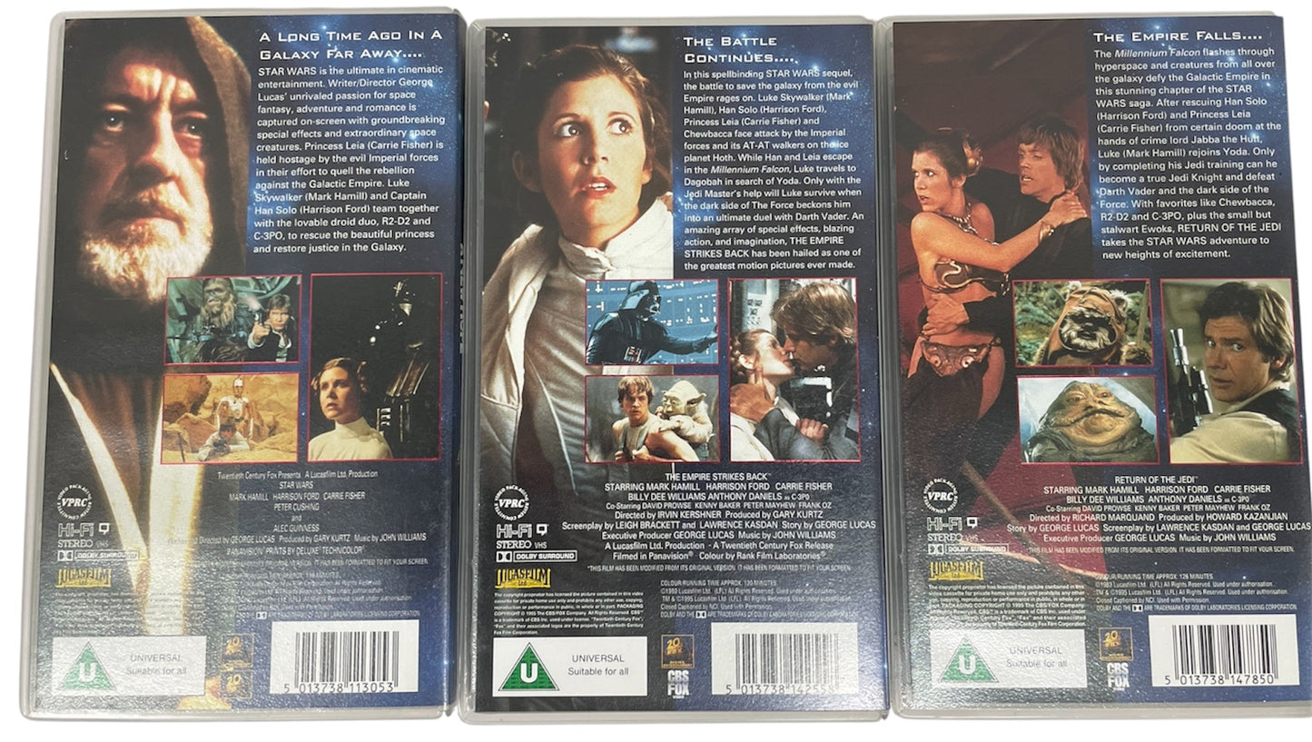 Vintage 1995 Lucas Film Digitally Remastered Star Wars The First Movie Trilogy Box Set VHS Video Cassettes 20th Century Fox - Ex Shop Stock