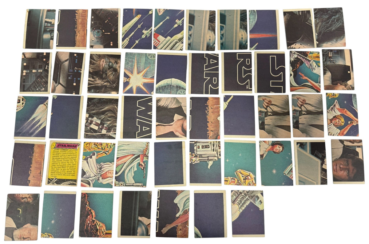Vintage 1977 Topps Star Wars Series 1 Blue Border Near-Complete Starter Lot 45 Cards inc #1 Luke Skywalker - Very Good Condition