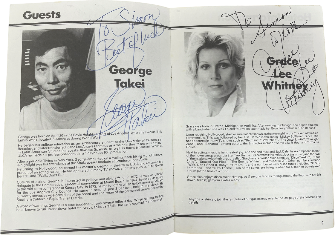 Vintage 1981 Star Trek Aucon 81 Convention Program - Signed By Sulu, Uhura, Sarek, &amp; Yeoman Rand - Fantastic Condition Ultra Rare Item
