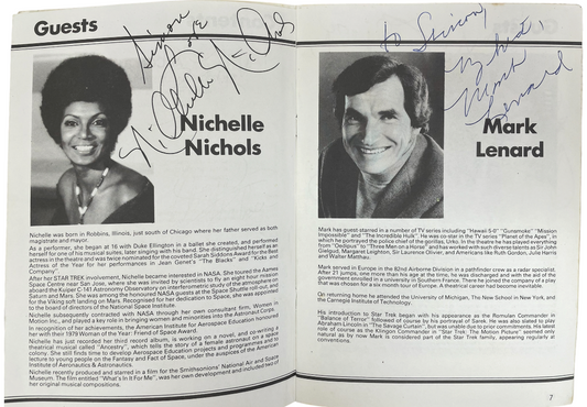 Vintage 1981 Star Trek Aucon 81 Convention Program - Signed By Sulu, Uhura, Sarek, &amp; Yeoman Rand - Fantastic Condition Ultra Rare Item