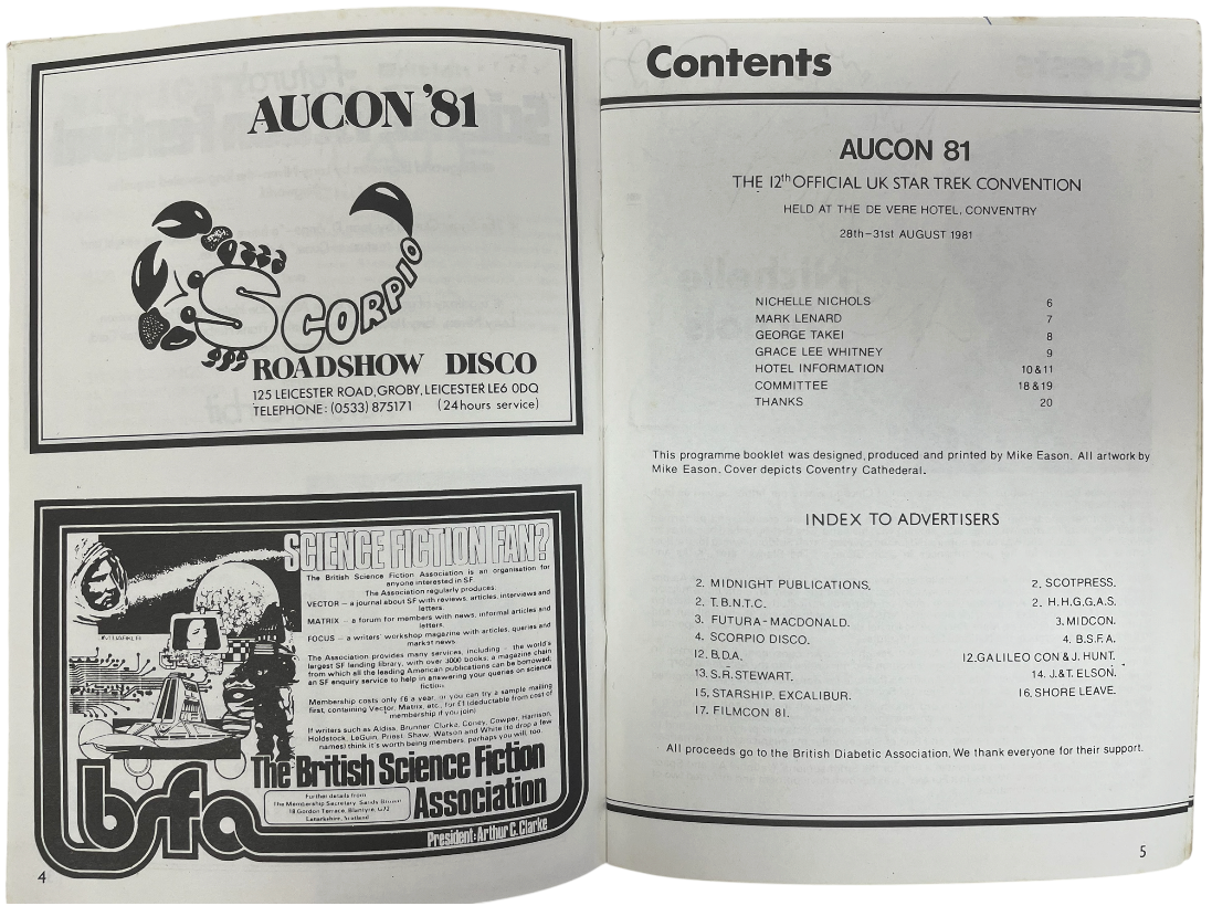 Vintage 1981 Star Trek Aucon 81 Convention Program - Signed By Sulu, Uhura, Sarek, &amp; Yeoman Rand - Fantastic Condition Ultra Rare Item