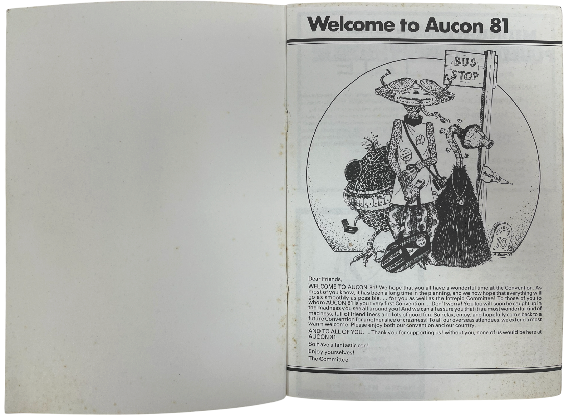 Vintage 1981 Star Trek Aucon 81 Convention Program - Signed By Sulu, Uhura, Sarek, &amp; Yeoman Rand - Fantastic Condition Ultra Rare Item