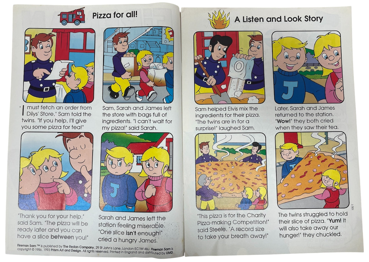 Vintage Redan Company 1993 - Fireman Sam Comic Issue No. 100 1993 With Free Fireman Sam Gift- Unsold Shop Stock (6.5 Grade)