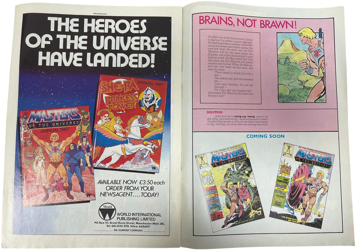 Vintage Mattel 1986 - Masters Of The Universe Comic Issue No. 17 1986 - Ultra Rare Copy In Fantastic Condition - Ex Shop Stock (6.0 Grade)