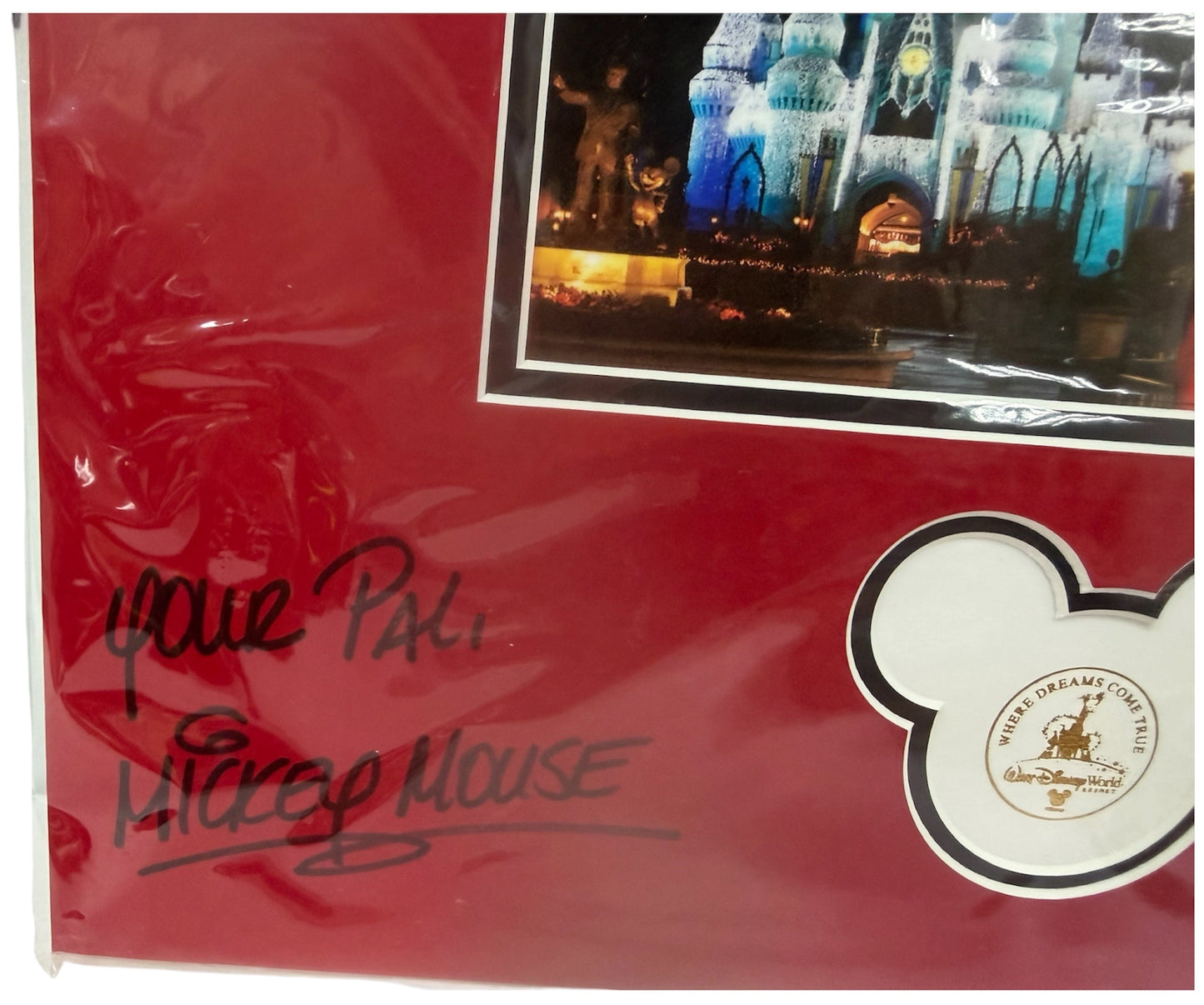 Vintage 1999 Walt Disney World Where Dreams Come True - Merry Christmas Framed Print Signed By Mickey &amp; Minnie Mouse - Mint &amp; Sealed