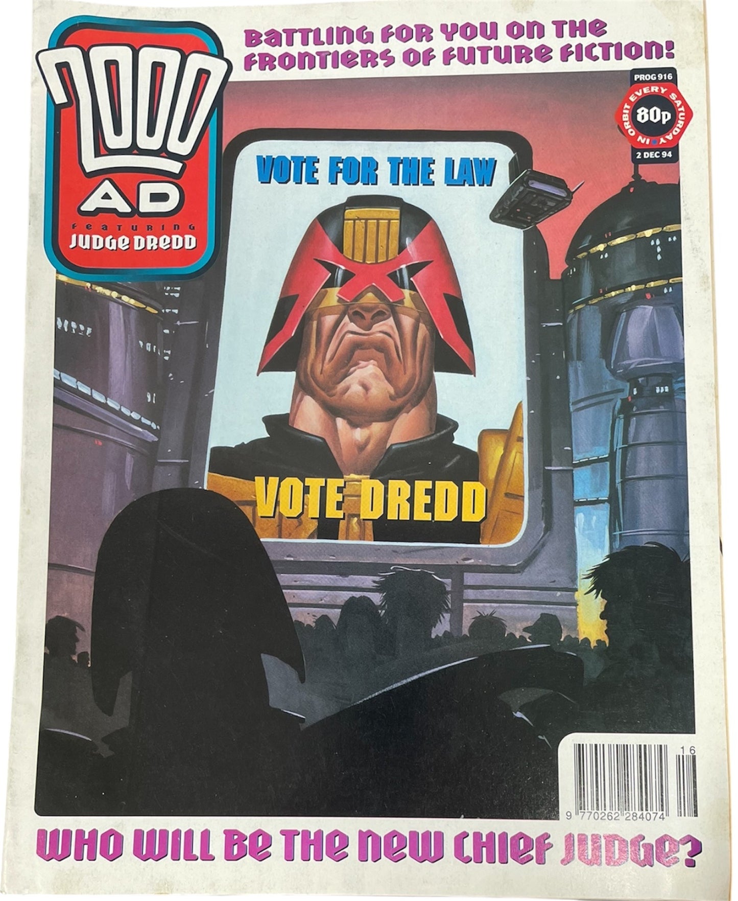 Vintage Fleetway Publications 1994 - 2000 AD Featuring Judge Dredd Prog 916 Comic 2nd December 1994 - Rare Copy - Ex Shop Stock (6.5 Grade)