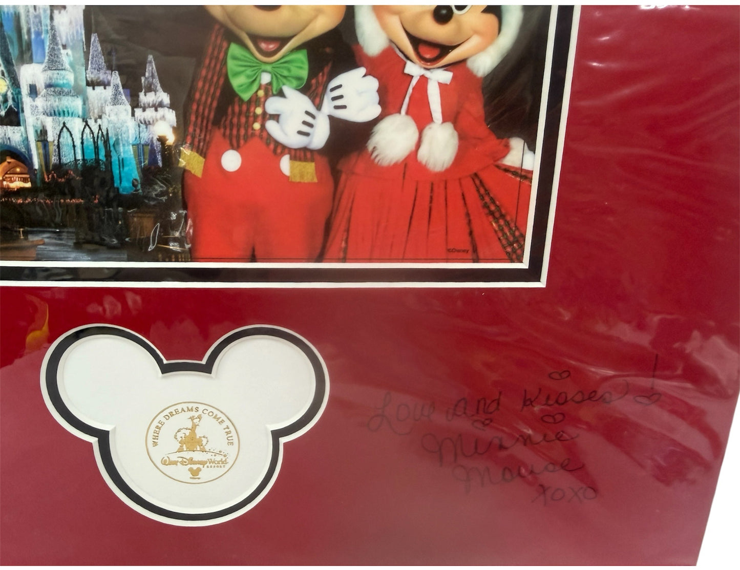 Vintage 1999 Walt Disney World Where Dreams Come True - Merry Christmas Framed Print Signed By Mickey &amp; Minnie Mouse - Mint &amp; Sealed