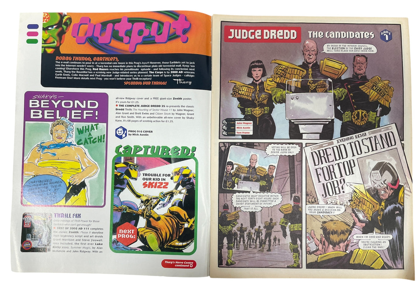 Vintage Fleetway Publications 1994 - 2000 AD Featuring Judge Dredd Prog 916 Comic 2nd December 1994 - Rare Copy - Ex Shop Stock (6.5 Grade)