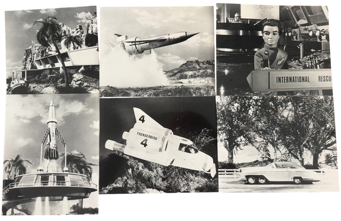 Vintage Gerry Andersons Thunderbirds &amp; Fireball XL5 Set Of 15 Large 10" by 8" Black &amp; White Photograph Prints - Ultra Rare - Unsold Shop Stock