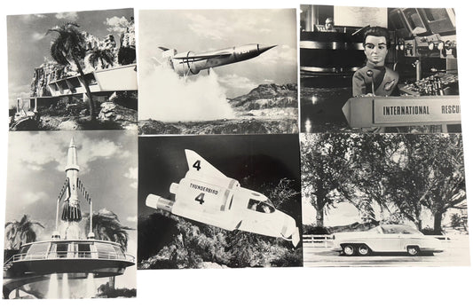 Vintage Gerry Andersons Thunderbirds &amp; Fireball XL5 Set Of 15 Large 10" by 8" Black &amp; White Photograph Prints - Ultra Rare - Unsold Shop Stock