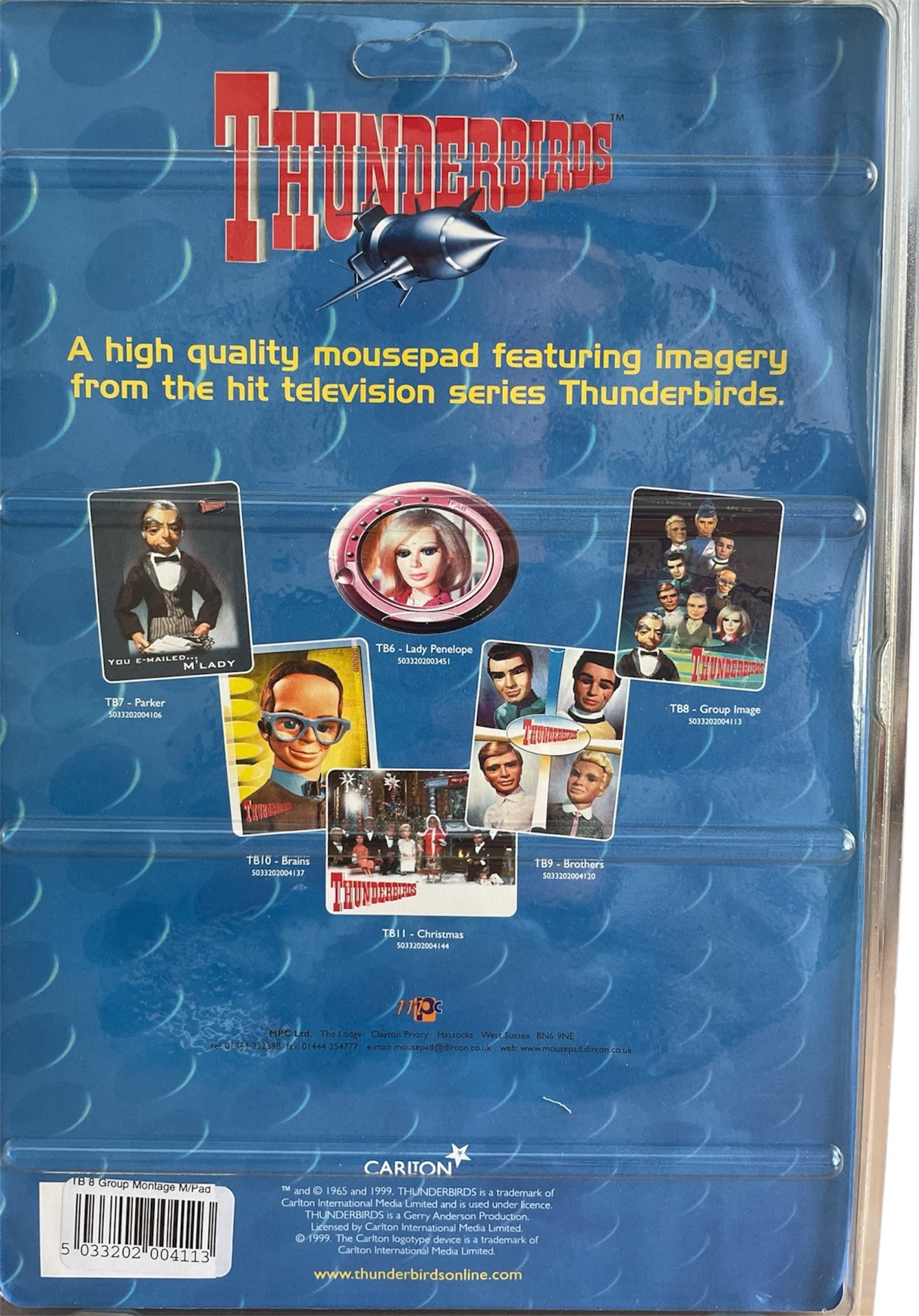 Vintage MPC 1999 Gerry Andersons Thunderbirds Mousepad Series - Thunderbirds Are Go&nbsp; - The International Rescue Team -&nbsp; Computer Mouse Mat - Factory Sealed Shop Stock Room Find